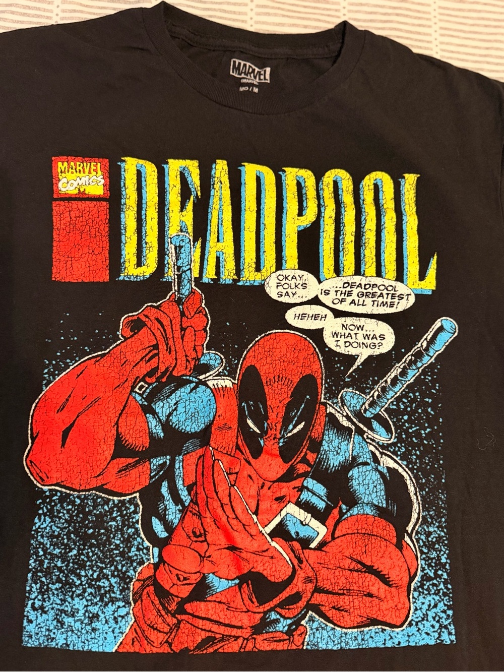 Cool Marvel Deadpool with classic vintage comic book style men’s medium black - Picture 2 of 5